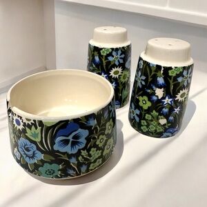 Napcoware Floral Ceramic Bowl and Shakers Set
